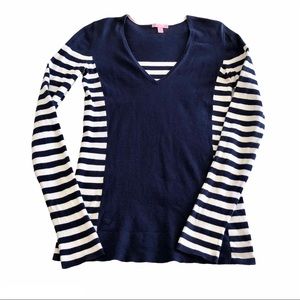 Lilly Pulitzer Blue White Stripe Knit Sweater Top